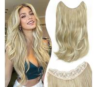 VEGALILY 1PCS Hair Extensions 20inch Layered Wavy Clip in Hair Extension U-shape Blonde Hair Extensions Clip in synthetic Fiber Hairpieces for women for Daily Use(Bleach Blonde with Brown Highlights)