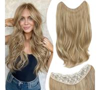 VEGALILY 1PCS Hair Extensions 20inch Layered Wavy Clip in Hair Extension U-shape Blonde Hair Extensions Clip in synthetic Fiber Hairpieces for women for Daily Use（Dark Golden Mix Beige Blonde）