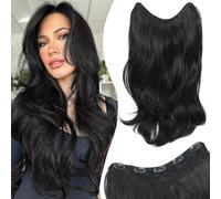 VEGALILY 1PCS Hair Extensions 20inch U-shape Clip in Hair Extension Black Hair Extensions Clip in Layered Wavy Hair Extension Synthetic Hair Pieces for women for Daily Use