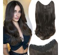 VEGALILY 1PCS Hair Extensions 20inch U-shape Hair Extensions Clip in Chocolate Brown Clip in Hair Extension Layered Wavy Hair Extension synthetic Fiber Hairpieces for women for Daily Use