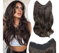 VEGALILY 20inch Hair Extensions 1PCS Layered Wavy Clip in Hair Extension with Natural Shine U-shape Hair Extensions Clip in Chestnut Brown Hair Extension synthetic Fiber Hair Pieces for women