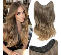 VEGALILY 20inch Hair Extensions 1PCS U-shape Clip in Hair Extension Layered Wavy Hair Extensions Clip in Soft Hair Extension synthetic Fiber Hairpieces for women (Rich Brown with Light Tail)