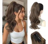VEGALILY Ponytail Extension 20inch Claw clip Ponytail Hair Extensions Light Brown Hair Extensions Clip in Layered Clip on Ponytail Drawstring Pony Tail Hair Pieces for Women