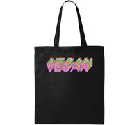 Vegan 3D Styled Rainbow Graphic Natural Ecological Cotton Tote Bag Black