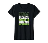 Vegan Aligns with My Morals Value Graphic T-Shirt, Women, Black, M