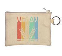 Vegan Animal Lives Matter Faded Rye Poster Graphic Key Chain Coin Purse Beige