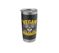 Vegan Badass Vegan Bodybuilder Gorilla Weightlifting Stainless Steel Insulated Tumbler