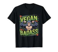 Vegan Badass Vegan Bodybuilder Plant Powered Gorilla Value Graphic T-Shirt, Men, Black, M