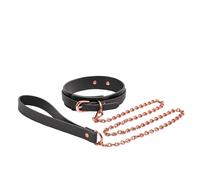 Vegan BDSM Collar and Leash Set - Black & Rose Gold Bondage Set by MEO
