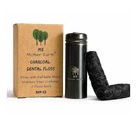 Vegan Biodegradable Bamboo Charcoal Dental Floss with Refillable Black Stainless Steel Container | 30M x2 | Extra Floss| Natural Candelilla Wax | Peppermint | Zero Waste Oral Care