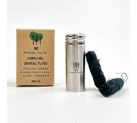 Vegan Biodegradable Bamboo Charcoal Dental Floss with Refillable Stainless Steel Container | 33yds x2 | Extra Floss Refill | Natural Candelilla Wax | Peppermint | Eco Zero Waste Oral Care
