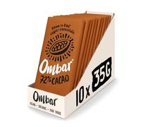 Vegan Chocolate Bar - Ombar 72% Dark Chocolate - Organic Fair Trade Chocolate - Dairy and Gluten Free - Raw Cacao - 35g - Pack of 10