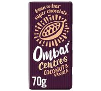 Vegan Chocolate Bar - Ombar Centres - Coconut & Vanilla - Organic Fair Trade Chocolate - Dairy and Gluten Free - Raw Cacao - 70g - Single Bar