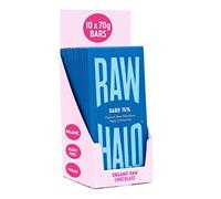 Vegan Chocolate Bar - Raw Halo - Dark Chocolate 76% - 10 x 70g Bars - Organic, Dairy & Gluten Free