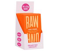 Vegan Chocolate Bar - Raw Halo - Dark Chocolate & Orange - 10 x 35g Bars - Organic, Dairy & Gluten Free