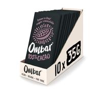 Vegan Chocolate - Ombar 100% Cacao Dark Chocolate (35g x 10 Bars) Organic, Fair Trade, Dairy Free and Gluten Free Chocolate