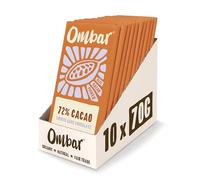 Vegan Chocolate - Ombar 72% Cacao Dark Chocolate (70g x 10 Bars) Organic, Fair Trade, Dairy Free and Gluten Free Chocolate