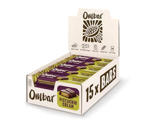 Vegan Chocolate - Ombar Pistachio Cream, Deep Filled Centres (42g x 15 Bars) Organic, Fair Trade, Dairy Free and Gluten Free Chocolate