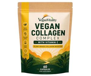 Vegan Collagen with Biotin, Lysine, Bamboo Silica, Zinc, Vitamin C, E & A. Absolute Collagen Supplements for Women 2 Months Supply. for Hair, Nails, Joints & Bones. Vegan Vitality Collagen Peptides.