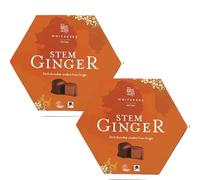 Vegan Dark Chocolate Stem Ginger 180g Gluten Free & Vegetarian | Luxury Dark Chocolate Ginger Pieces in Hexagonal Gift Box | Premium Festive Chocolate Gift for Christmas, Birthday (2 Pack)