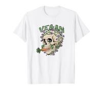 Vegan Dark Skull Graphic Plant Based Pride Look T-Shirt