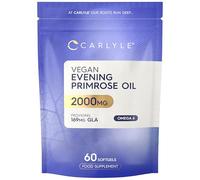 Vegan Evening Primrose Oil 2000mg with Vitamin B6 & E | Providing High Strength 180mg GLA (Omega-6) | 60 Vegan Softgels | by Carlyle