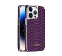 Vegan Faux Leather Snake Skin Pattern Phone Case for iphone 15 pro,Python Snake Skin Leather Case,Faux Leather Snake Skin Cases,Shockproof Protective Cover Luxury Slim for Women & Men Purple