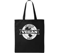 Vegan for A Better World Planet Graphic Natural Ecological Cotton Tote Bag Black