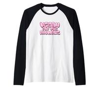 Vegan for the Animals Pink Grafitti Lettering Raglan Baseball Tee