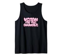 Vegan for the Animals Pink Grafitti Lettering Tank Top