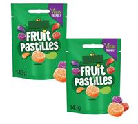 Vegan Fruit Pastilles Sharing Bag, Mixed Fruit Flavours, Blackcurrant, Lemon, Strawberry, Lime and Orange, No Artificial Colours or Preservatives, 143g, Pack of 2