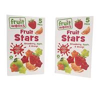 Vegan Fruit Stars with Assorted Flavours Strawberry, Apple, Orange, 5 Stars per Pack, 90g Box Pack of 2 Ideal for Picnic, party, Dayout (Pack of 2)