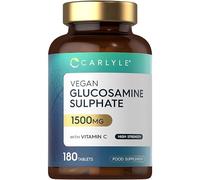 Vegan Glucosamine Sulphate 2KCl 1500mg | with 24mg Vitamin C | 180 High Strength Tablets | Glucosamine 2KCl Supplement | By Carlyle
