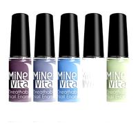 Vegan & Halal Certified Nail Polish Set - 5 Breathable Shades: Mauve Dust, Lily Powder, Vivid Eyes, Pearly, Minty