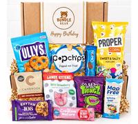 Vegan Hamper Snack Box, Chocolate, Sweets, Crisps & Nuts Gift Selection by Bundle Bear, Dairy Free Chocolate Gifts & Plant Based Treats, Birthday & Gift Snack Gift Box for Women & Men (Happy Birthday)