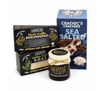 Vegan Hamper with Black Truffle not Cheese, Italian Herb not Cheese, Great British Trading Caramelised Onion Chutney and Cradoc's Sea Salted Crackers from Great British Trading