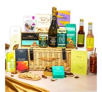 Vegan Hamper with Truffles & Hot Chocolate Set, Wicker Sharing Family Hamper, New Baby Gift Hamper for Mum by EDEN & CO - Plus 2 Non-Alcoholic Mocktails