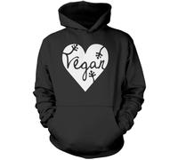 Vegan Heart Unisex Hoodie - Black Medium