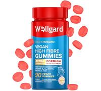 Vegan High Fibre Gummies Wellgard - High Strength Fibre Gummy Vitamins B₆, B₁₂, Biotin, and Folic Acid, Strawberry Flavour, UK Formulated