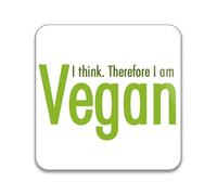 Vegan - I Think Therefore I Am - Pack of 10 Square Stickers - 55mm x 55mm
