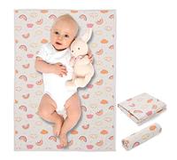 Vegan Leather Baby Changing Mat - Wipeable Portable Changing Pad, Foldable Travel Changing Mat for Baby, Newborns Toddlers Shower Gifts (Rainbow,20"*28")