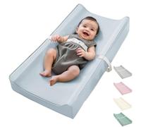 Vegan Leather Baby Changing Pad, Waterproof Cover, Standard Size, Wipe-Clean (Blue)