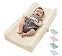 Vegan Leather Baby Changing Pad, Waterproof Cover, Standard Size, Wipe-Clean (White)