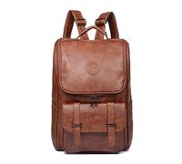 Vegan Leather Backpack Slim Vintage Laptop Backpack for Men Women,Travel Brown Water Resistant Brown College School Bookbag Weekend Daypack Bag.