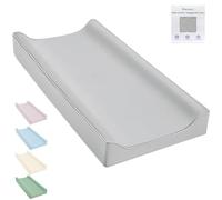 Vegan Leather Changing Pad Cover - 31"X 16" - Waterproof Wipeable, Extra Thick & Portable & Non-Slip Diaper Mat - Fits Standard Changing Tables (Gray)