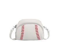 Vegan Leather Crossbody Bag, Compact Oval Silhouette W/Secure Zipper, Urban Street Style Unisex Sling Purse (White,22×6×20cm)