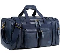 Vegan Leather Travel Duffel Weekender Bag Carry on Overnight Bag Sports Duffel Bag for Men and Women HB-21, Blue, Leather Travel Bag
