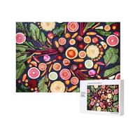 Vegan Live Fruits Vegetables Print,300 Pieces Wooden Jigsaw Family Game Jigsaw Puzzles for Adults Teens Home Decor