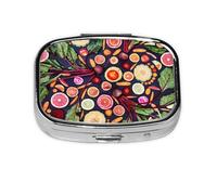 Vegan Live Fruits Vegetables Print,Meta Pill Box 2 Compartment Medicine Case,Portable Organizer,Rectangle Meta Portable Organizer Pill Box 2030 Compartment Medicine Case