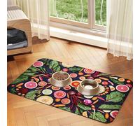 Vegan Live Fruits Vegetables Print,Waterproof Pet Feeding Mat,PU Leather Placemats for Cat Dog Water Bowl,Food Mats,30x45cm